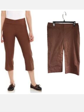 Apostrophe women's brown khaki chino capri pants size 10